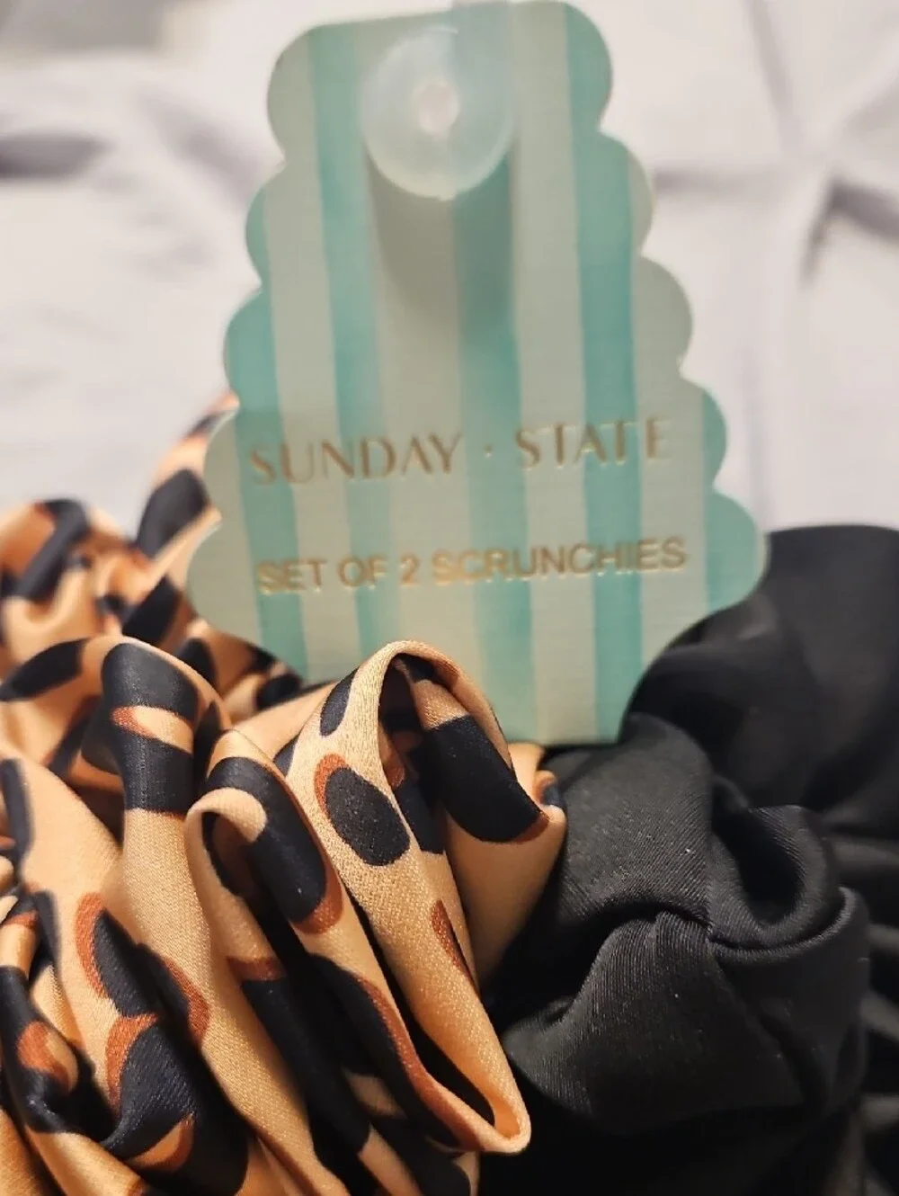 Leopard Print & Black Scrunchie Set